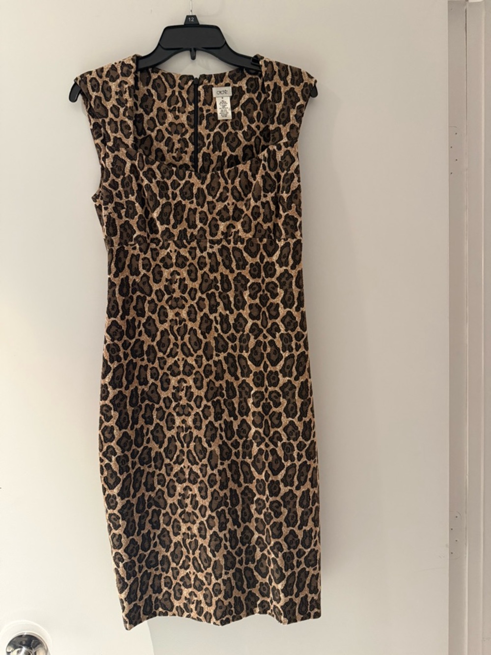 Cache Leopard-Print Knee Length  Sheath Dress in Brown and Black
